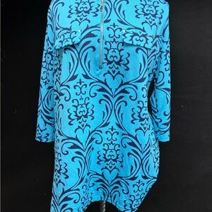 bepei blue blouse, XXL, with zippered front.